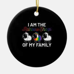 I am rainbow sheep of my family   Sheep Gift Ceramic Ornament