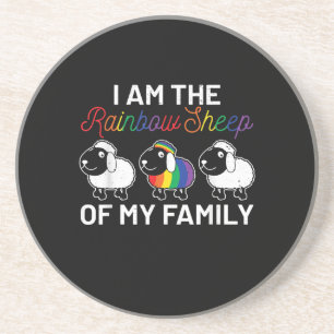 I am rainbow sheep of my family Sheep Gift Coaster