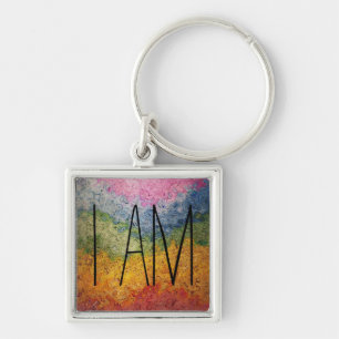 I AM Rainbow Wavy Stripes Key Ring
