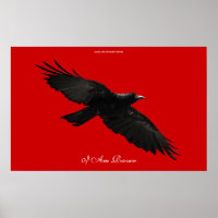 I AM RAVEN III Flying Black Raven Art Poster