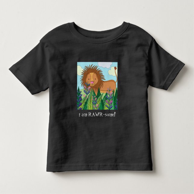 i am RAWR-some!  Cute colourful lion Toddler T-Shirt (Front)