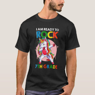 I Am Ready To Rock 7Th Grade Dabbing Unicorn Back T-Shirt