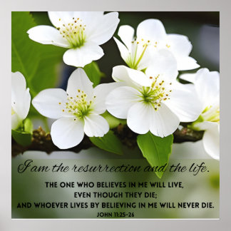 I Am Resurrection Motivational Bible Verse Poster