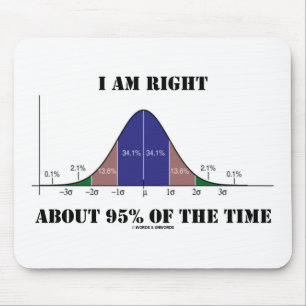 I Am Right About 95% Of The Time Bell Curve Humour Mouse Pad