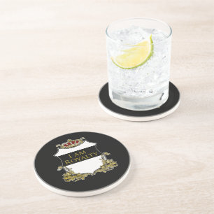 I Am Royalty Crown Crest Black Gold Luxury Coaster