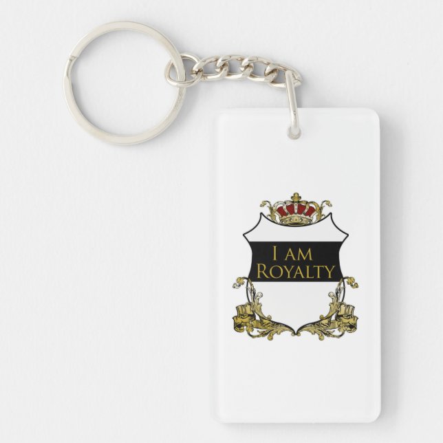 I Am Royalty Double-Sided Rectangle Crown Crest Key Ring (Front)