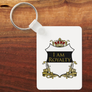 I Am Royalty Metal Rectangle Crown Crest Key Ring