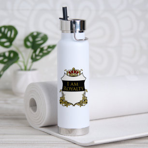“I Am Royalty” Shield Gold & Black Herald Crest Water Bottle