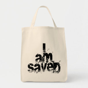 I AM Saved Christian Tote Bag