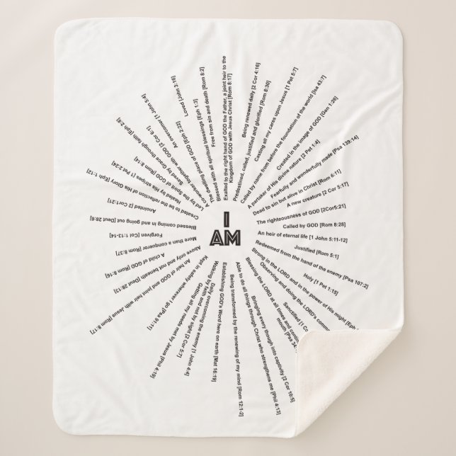 I AM Scriptures Sherpa Blanket (CUSTOMIZABLE) (Front)
