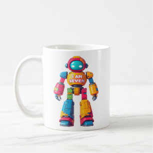 I Am Seven Robot for Kids 7th Birthday Robot Boy Coffee Mug