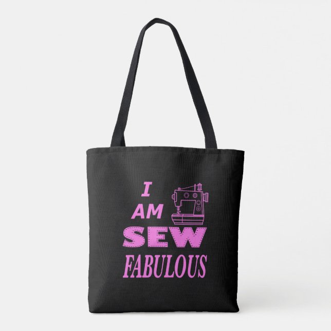 I Am Sew Fabulous In Black And Pink  Tote Bag (Back)