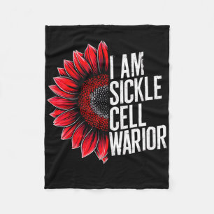 I Am Sickle Cell Warrior Burgundy Sunflower Awaren Fleece Blanket
