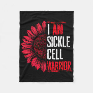 I Am Sickle Cell Warrior Burgundy Sunflower Awaren Fleece Blanket