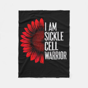 I Am Sickle Cell Warrior Burgundy Sunflower Awaren Fleece Blanket