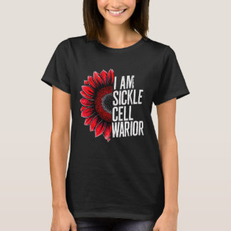 I Am Sickle Cell Warrior Burgundy Sunflower Awaren T-Shirt