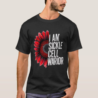I Am Sickle Cell Warrior Burgundy Sunflower Awaren T-Shirt