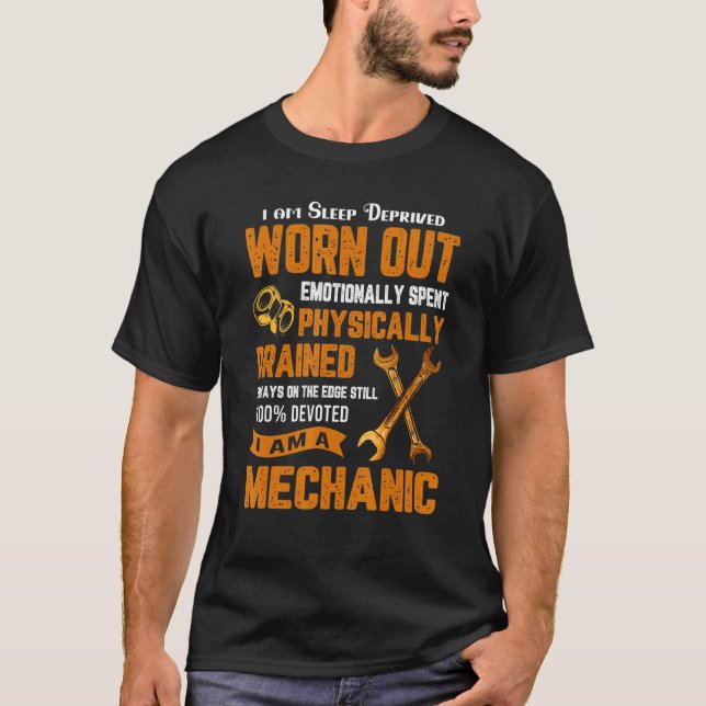 I Am Sleep Deprived Worn Out Drained Devoted Mecha T-Shirt (Front)