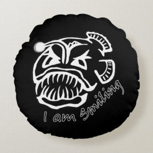 I am Smiling Anglerfish Round Cushion
