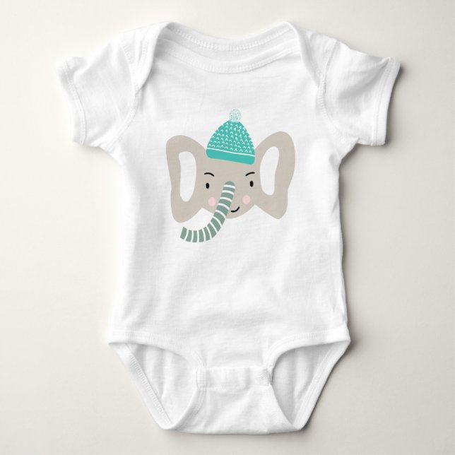 I AM SO CUTE | FUNNY WINTER ELEPHANT | SCANDI | BABY BODYSUIT (Front)