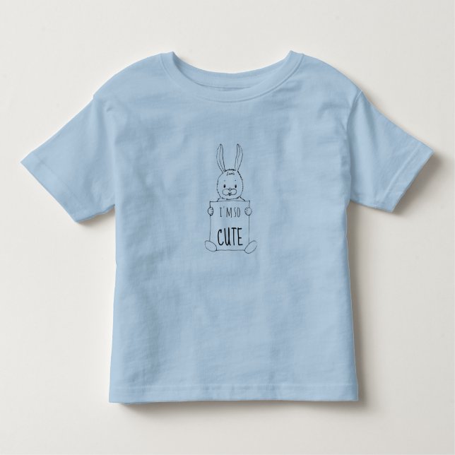 I Am So Cute Rabbit Funny Black And Blue Toddler T-Shirt (Front)