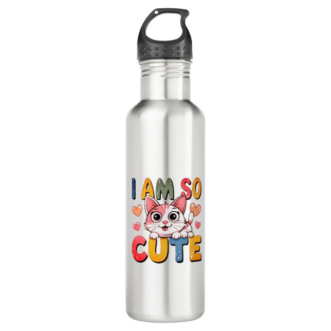 I Am So Cute Too Cute to Handle Certified Cuteness 710 Ml Water Bottle (Front)