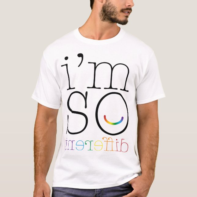 I Am So Different Smile Black Rainbow Cute LGBT T-Shirt (Front)