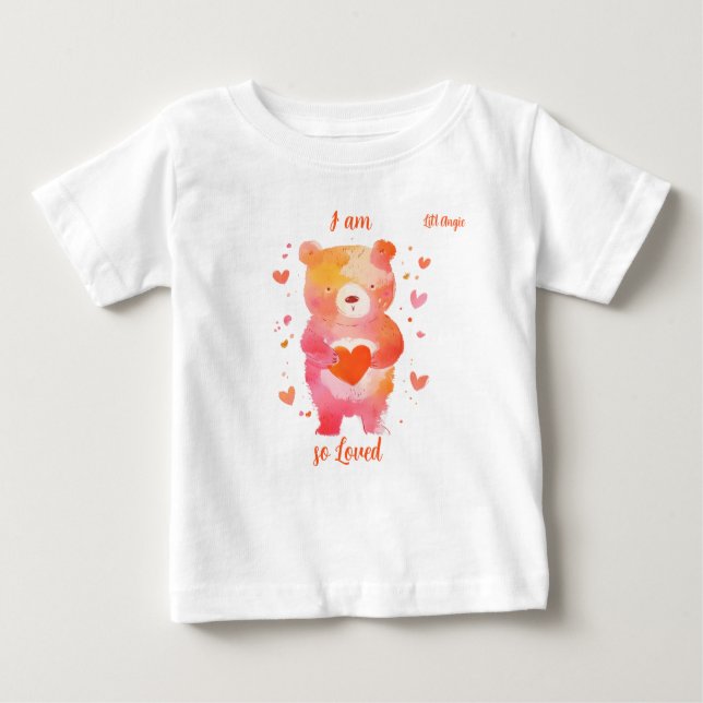 "I am So Loved" with Bear Customisable  Baby T-Shirt (Front)