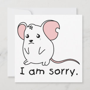 I am Sorry Crying Weeping White Mouse Card Stamp