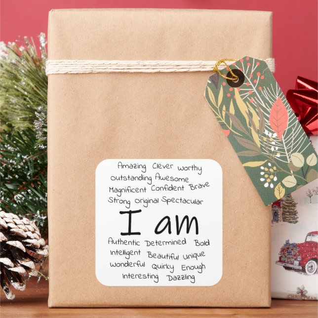 I Am Square Sticker (Holiday)