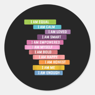 I Am Strong Cute Kids Growth Mindset Positive Affi Classic Round Sticker