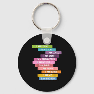 I Am Strong Cute Kids Growth Mindset Positive Affi Key Ring