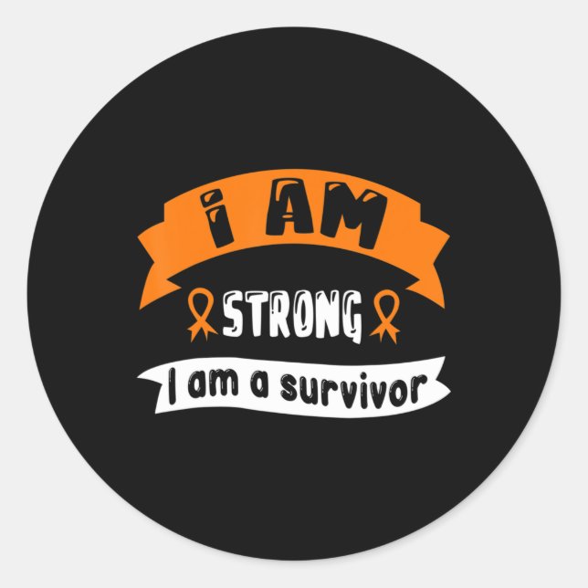 I Am Strong I Am A Survivor  Leukaemia Cancer Awar Classic Round Sticker (Front)