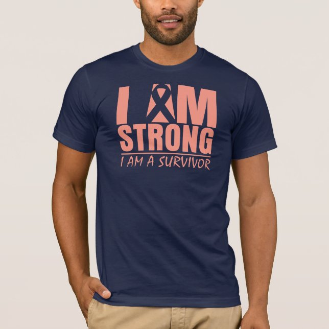 I am Strong - I am a Survivor - Uterine Cancer T-Shirt (Front)