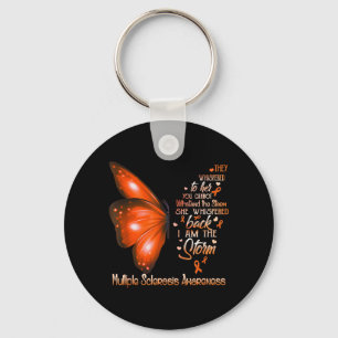I Am Strong Multiple Sclerosis Awareness Butterfly Key Ring