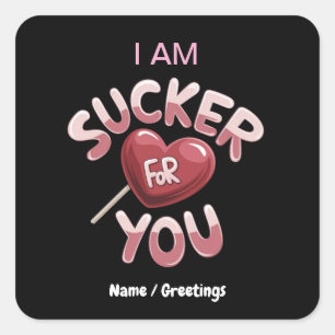 I Am Sucker for You Groovy Valentine's Matching Square Sticker