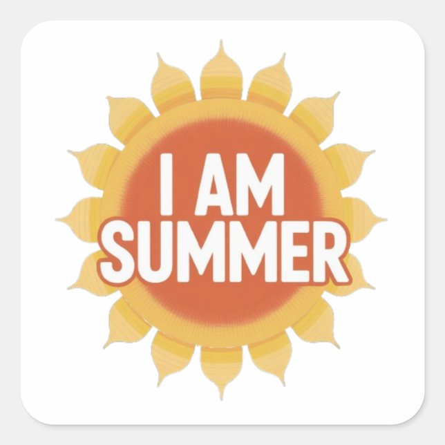 I Am Summer Square Sticker (Front)