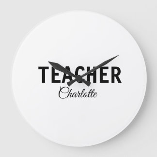 I am teacher school Collegeadd your name text simp Large Clock