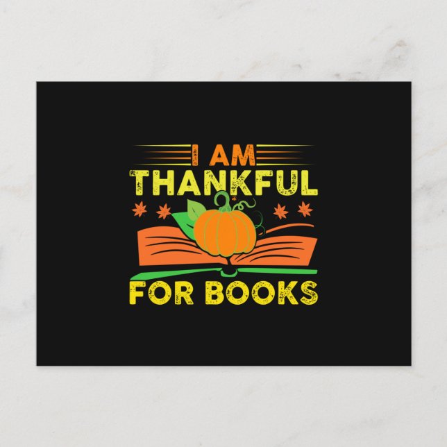 I Am Thankful for Books Postcard (Front)