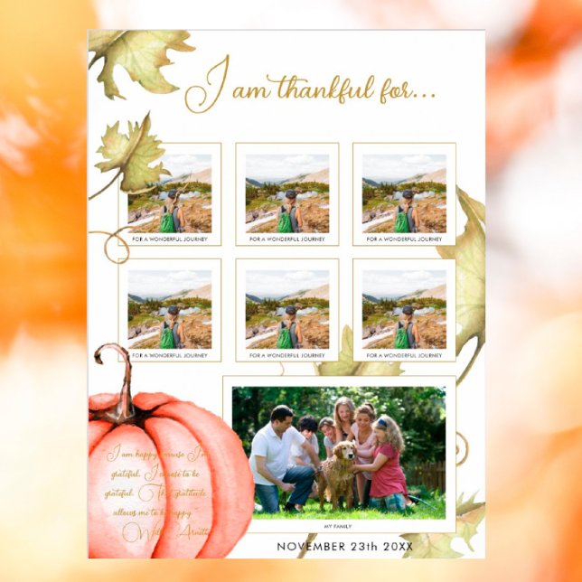 I am thankful for... Thankful Notes Thanksgiving Poster (I wish you happiness))))