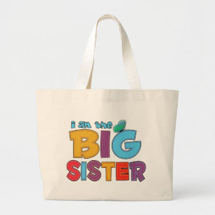 I am the Big Sister Butterfly Large Tote Bag