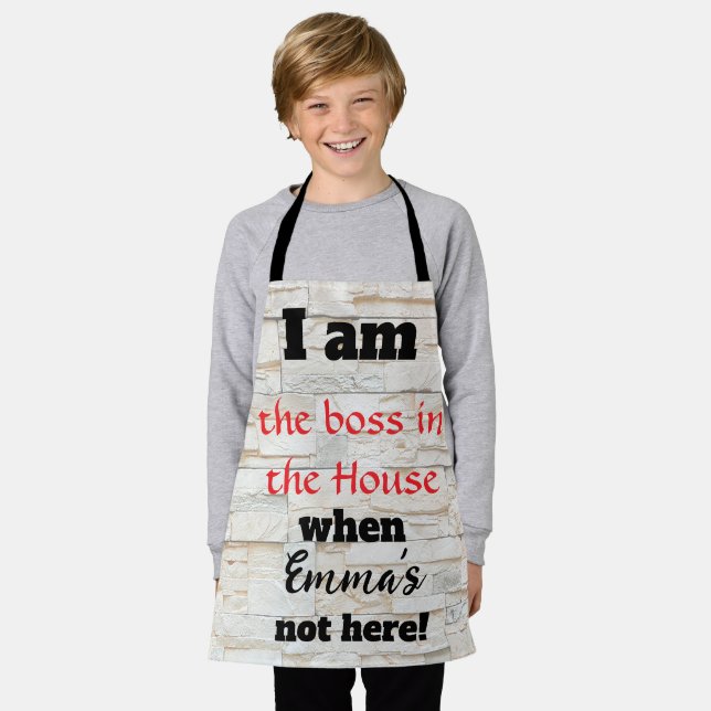 I am the boss in the house pattern apron (Worn)