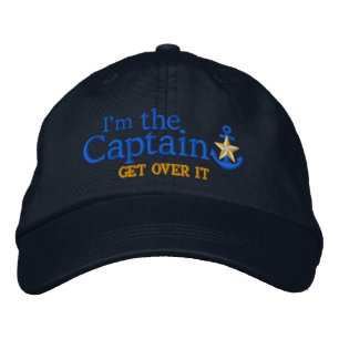 I Am The Captain Humour Nautical Gold Star Anchor Embroidered Hat