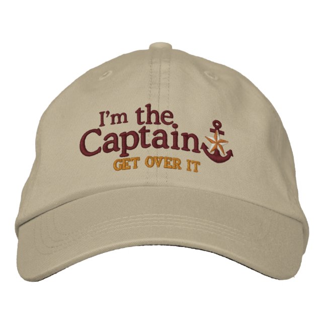 I Am The Captain Humourous Nautical Star Anchor Embroidered Hat (Front)
