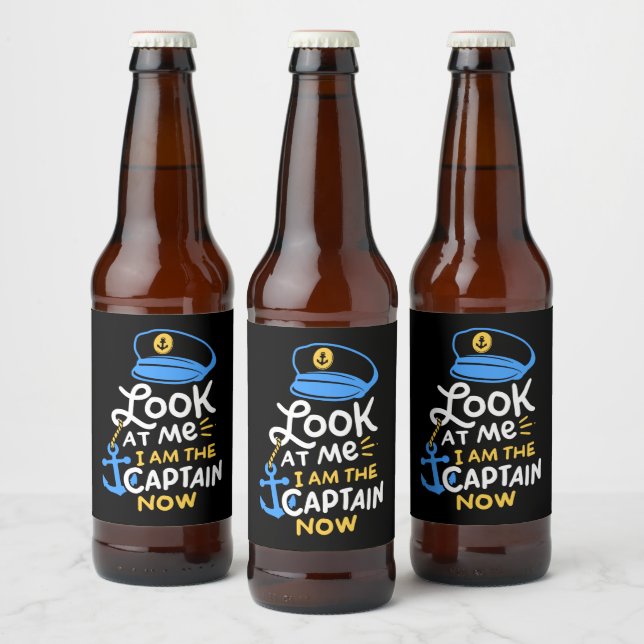 I Am The Captain Now Boating Captain Gift Beer Bottle Label (Bottles)