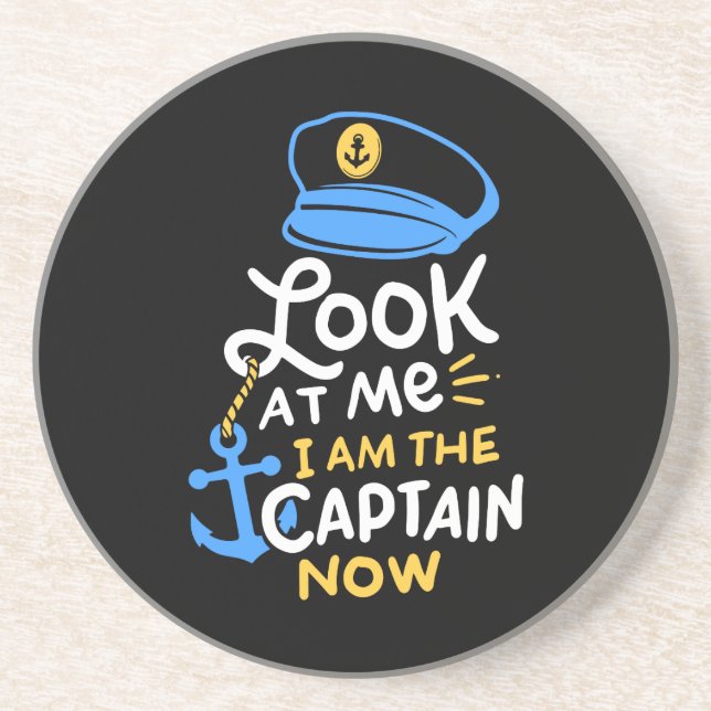 I Am The Captain Now Boating Captain Gift Coaster (Front)