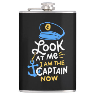 I Am The Captain Now Boating Captain Gift Hip Flask