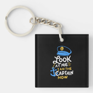 I Am The Captain Now Boating Captain Gift Key Ring