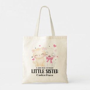 I am the Cutest Little Sister Cute Cats Custom Tote Bag
