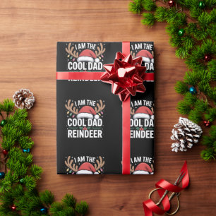 I Am The Dad Reindeer Christmas Santa Hat Lights Wrapping Paper